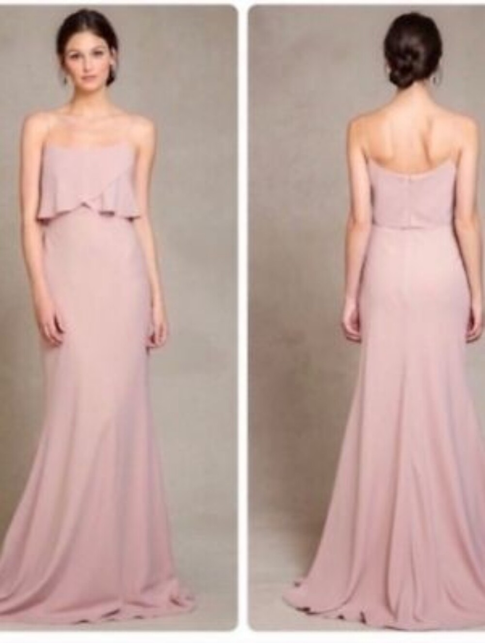 Jenny Yoo Blush Pink Strapless Ruffle Column Evening Dress 8